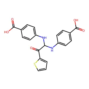 4-((1-(4-Carboxyanilino)-2-oxo-2-(2-thienyl)ethyl)amino)benzoic acid structure