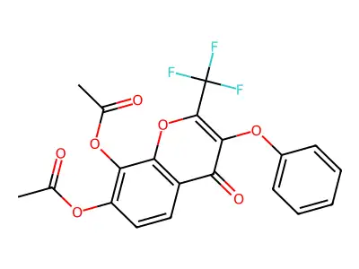 7-(acetyloxy)-4-oxo-3-phenoxy-2-(trifluoromethyl)-4H-chromen-8-yl acetate structure