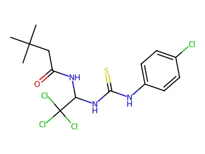 3,3-DI-ME-N-(2,2,2-Tri-CL-1-(((4-chloroanilino)carbothioyl)amino)ET)butanamide structure