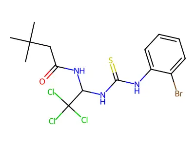 N-(1-(((2-Bromoanilino)carbothioyl)amino)2,2,2-tri-CL-ET)-3,3-dimethylbutanamide structure