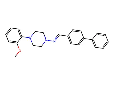 N-((1,1'-Biphenyl)-4-ylmethylene)-4-(2-methoxyphenyl)-1-piperazinamine structure