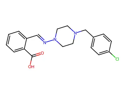 2-[[4-[(4-Chlorophenyl)methyl]piperazin-1-yl]iminomethyl]benzoic acid structure