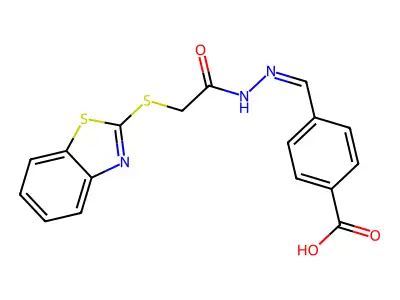 4-{[2-(Benzothiazol-2-ylsulfanyl)-acetyl]-hydrazonomethyl}-benzoic acid structure