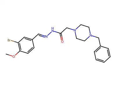 2-(4-benzylpiperazin-1-yl)-N'-(3-bromo-4-methoxybenzylidene)acetohydrazide structure