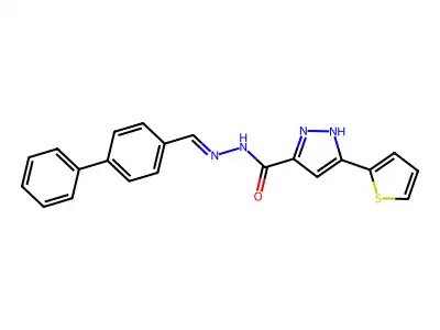 N'-((1,1'-Biphenyl)-4-ylmethylene)-3-(2-thienyl)-1H-pyrazole-5-carbohydrazide structure