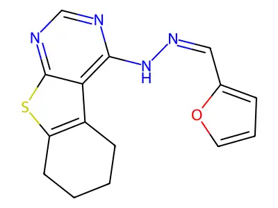 2-Furaldehyde 5,6,7,8-tetrahydro(1)benzothieno(2,3-D)pyrimidin-4-ylhydrazone structure