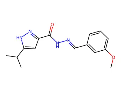 N-[(3-methoxyphenyl)methylideneamino]-5-propan-2-yl-1H-pyrazole-3-carboxamide structure