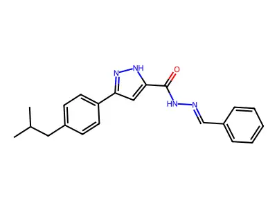 N-(benzylideneamino)-3-[4-(2-methylpropyl)phenyl]-1H-pyrazole-5-carboxamide structure