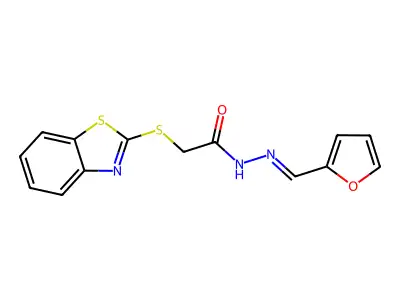 2-(1,3-benzothiazol-2-ylsulfanyl)-N-(furan-2-ylmethylideneamino)acetamide structure