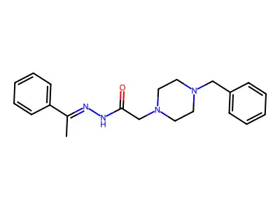2-(4-benzylpiperazin-1-yl)-N-(1-phenylethylideneamino)acetamide structure
