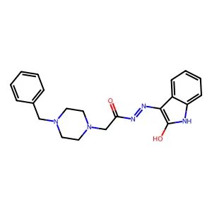 2(4-Benzyl-1-piperazinyl)N'-(2-oxo-1,2-dihydro-3H-indol-3-ylidene)acetohydrazide structure