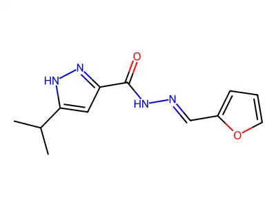 N-(furan-2-ylmethylideneamino)-5-propan-2-yl-1H-pyrazole-3-carboxamide structure