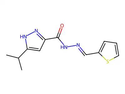 5-propan-2-yl-N-(thiophen-2-ylmethylideneamino)-1H-pyrazole-3-carboxamide structure