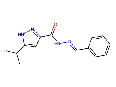 N-(benzylideneamino)-5-propan-2-yl-1H-pyrazole-3-carboxamide structure