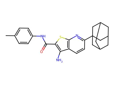 6-(1-adamantyl)-3-amino-N-(4-methylphenyl)thieno[2,3-b]pyridine-2-carboxamide structure