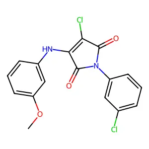 3-chloro-1-(3-chlorophenyl)-4-((3-methoxyphenyl)amino)-1H-pyrrole-2,5-dione structure