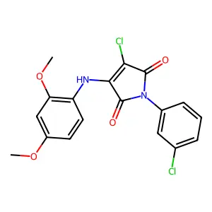 3-chloro-1-(3-chlorophenyl)-4-((2,4-dimethoxyphenyl)amino)-1H-pyrrole-2,5-dione structure