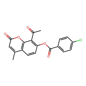 8-acetyl-4-methyl-2-oxo-2H-chromen-7-yl 4-chlorobenzoate structure