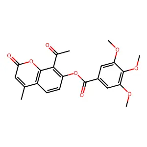 8-acetyl-4-methyl-2-oxo-2H-chromen-7-yl 3,4,5-trimethoxybenzoate structure