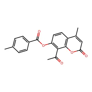 8-acetyl-4-methyl-2-oxo-2H-chromen-7-yl 4-methylbenzoate structure