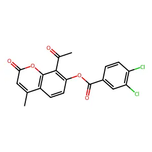 8-acetyl-4-methyl-2-oxo-2H-chromen-7-yl 3,4-dichlorobenzoate structure