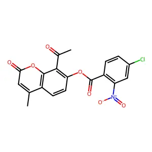 8-acetyl-4-methyl-2-oxo-2H-chromen-7-yl 4-chloro-2-nitrobenzoate structure