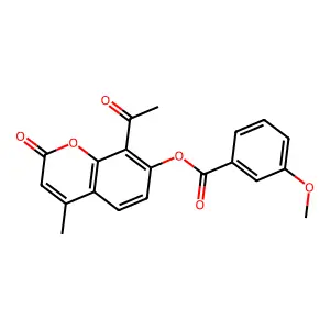 8-acetyl-4-methyl-2-oxo-2H-chromen-7-yl 3-methoxybenzoate structure