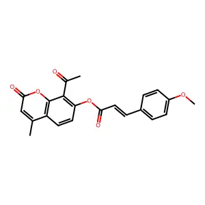 8-acetyl-4-methyl-2-oxochromen-7-yl (2E)-3-(4-methoxyphenyl)prop-2-enoate structure