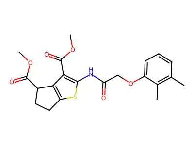 dimethyl 2-{[(2,3-dimethylphenoxy)acetyl]amino}-5,6-dihydro-4H-cyclopenta[b]thiophene-3,4-dicarboxylate structure