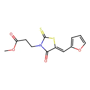 (Z)-methyl 3-(5-(furan-2-ylmethylene)-4-oxo-2-thioxothiazolidin-3-yl)propanoate structure
