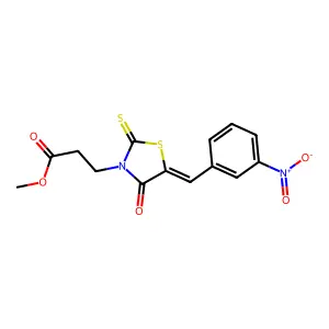 methyl 3-[(5E)-5-[(3-nitrophenyl)methylidene]-4-oxo-2-sulfanylidene-1,3-thiazolidin-3-yl]propanoate structure