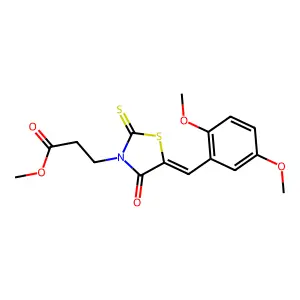 methyl 3-[(5E)-5-(2,5-dimethoxybenzylidene)-4-oxo-2-thioxo-1,3-thiazolidin-3-yl]propanoate structure