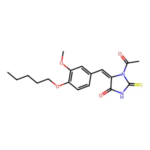 (5E)-1-acetyl-5-[3-methoxy-4-(pentyloxy)benzylidene]-2-thioxoimidazolidin-4-one structure