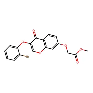 methyl 2-((3-(2-bromophenoxy)-4-oxo-4H-chromen-7-yl)oxy)acetate structure
