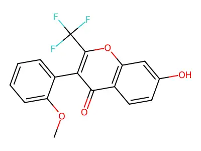 7-hydroxy-3-(2-methoxyphenyl)-2-(trifluoromethyl)-4H-chromen-4-one structure
