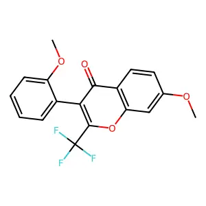 7-methoxy-3-(2-methoxyphenyl)-2-(trifluoromethyl)-4H-chromen-4-one structure