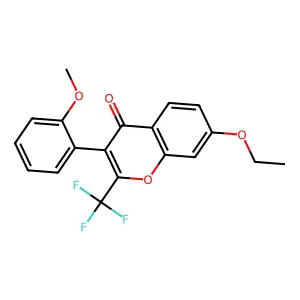 7-ethoxy-3-(2-methoxyphenyl)-2-(trifluoromethyl)-4H-chromen-4-one structure
