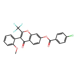 3-(2-methoxyphenyl)-4-oxo-2-(trifluoromethyl)-4H-chromen-7-yl 4-chlorobenzoate structure