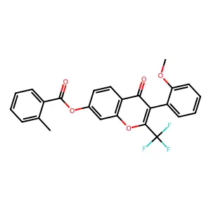 3-(2-methoxyphenyl)-4-oxo-2-(trifluoromethyl)-4H-chromen-7-yl 2-methylbenzoate structure