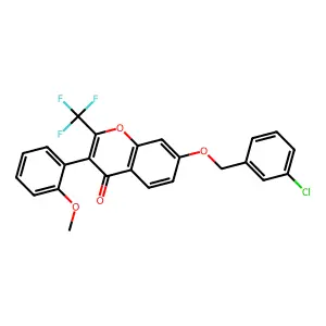 7-[(3-Chlorophenyl)methoxy]-3-(2-methoxyphenyl)-2-(trifluoromethyl)chromen-4-one structure