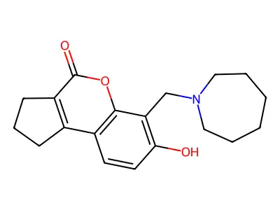 6-(azepan-1-ylmethyl)-7-hydroxy-2,3-dihydrocyclopenta[c]chromen-4(1H)-one structure