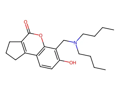 6-[(dibutylamino)methyl]-7-hydroxy-2,3-dihydrocyclopenta[c]chromen-4(1H)-one structure