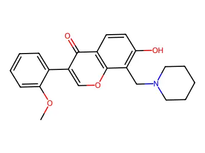 7-hydroxy-3-(2-methoxyphenyl)-8-(piperidin-1-ylmethyl)-4H-chromen-4-one structure