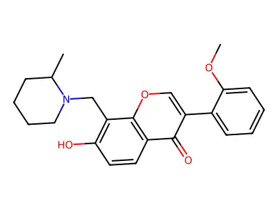 7-Hydroxy-3-(2-methoxy-phenyl)-8-(2-methyl-piperidin-1-ylmethyl)-chromen-4-one structure