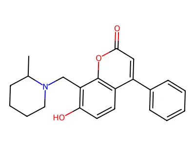 7-hydroxy-8-[(2-methylpiperidin-1-yl)methyl]-4-phenyl-2H-chromen-2-one structure