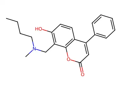 8-((butyl(methyl)amino)methyl)-7-hydroxy-4-phenyl-2H-chromen-2-one structure