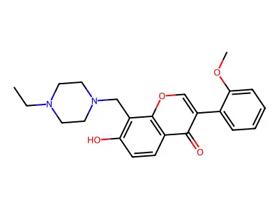 8-(4-Ethyl-piperazin-1-ylmethyl)-7-hydroxy-3-(2-methoxy-phenyl)-chromen-4-one structure