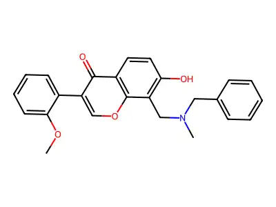 8-{[benzyl(methyl)amino]methyl}-7-hydroxy-3-(2-methoxyphenyl)-4H-chromen-4-one structure