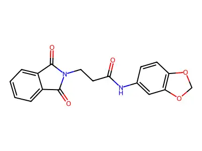 N-Benzo[1,3]dioxol-5-yl-3-(1,3-dioxo-1,3-dihydro-isoindol-2-yl)-propionamide structure