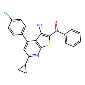 2-Benzoyl-4-(4-chlorophenyl)-6-cyclopropylthieno[2,3-b]pyridin-3-amine structure